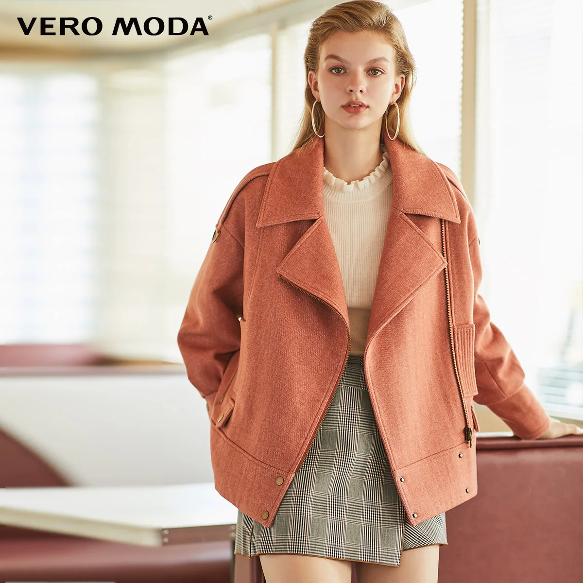 Vero Moda Новая женская куртка на молнии из овечьей шерсти и хлопка | 319409505 - Цвет: Ginger spice