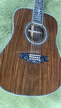 

Factory custom guitar, 12-string acoustic guitar, ebony fingerboard, real abalone shell binding and inlay, 41 inch koa