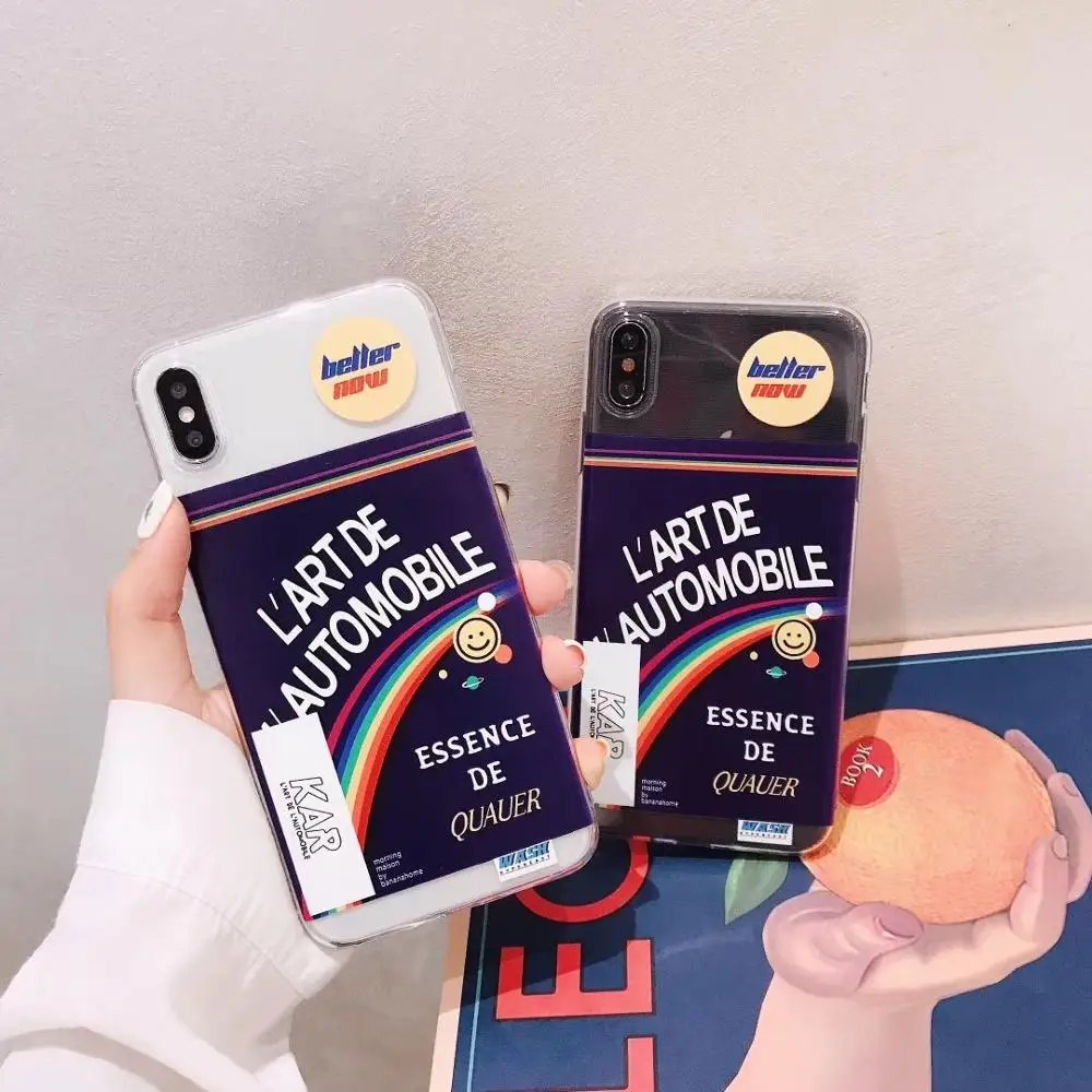

Personality Smile Face Rainbow Mobile Phone Case For Iphone 6 6S Plus 7 8 Plus X XS XR XSMAX Transparent Apple Phone Cover Case