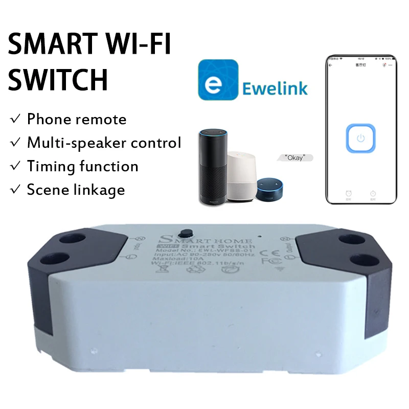 

WiFi Switch Smart Garage Door Opener Controller Work With Alexa Google Home SmartLife/Tuya APP Control No Hub Require Socket