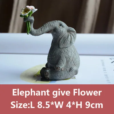 elephant give flower Оригинальные сельскохозяйственные животные забавные птицы воробьи крыса игра со слоном взять цветок Коллекционные Фигурки Модели украшения подарки - Цвет: elephant give flower