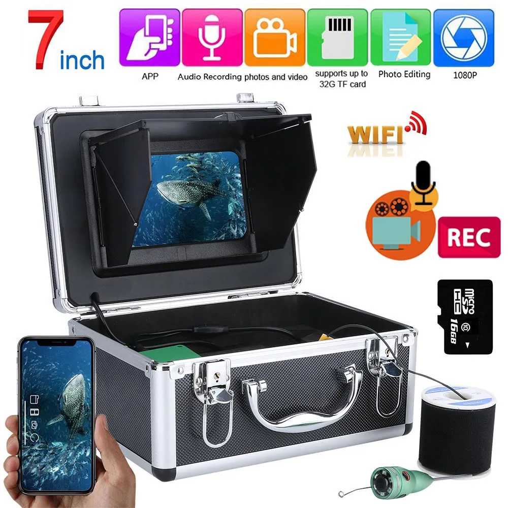 15m 20m 6w Ir Camera Fish Finder Underwater Fishing 1080p Camera Kit 7