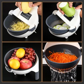 

9 in 1 Vegetable Slicer Kitchen Artifact multi-function kitchen tools Potato Peeler Carrot Onion Grater with Strainer home