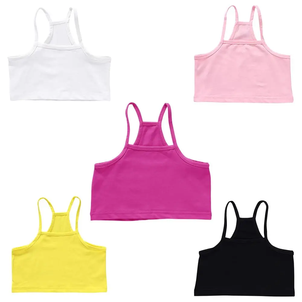 

Girls Cotton Vest Teenage Bra Kids Candy Color Sports Breath Tank Tops Underwear