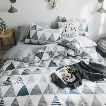 

Japanese style simple cotton four-piece cotton sheet set three-piece bed double bedding set quilt cover for men