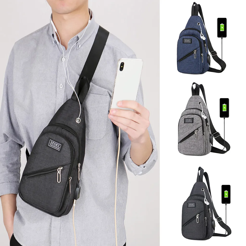 MAIOUMY USB поясная сумка Мужская модная повседневная уличная спортивная нагрудная сумка USB зарядка через плечо сумка-мессенджер Sac de taille Прямая поставка#04