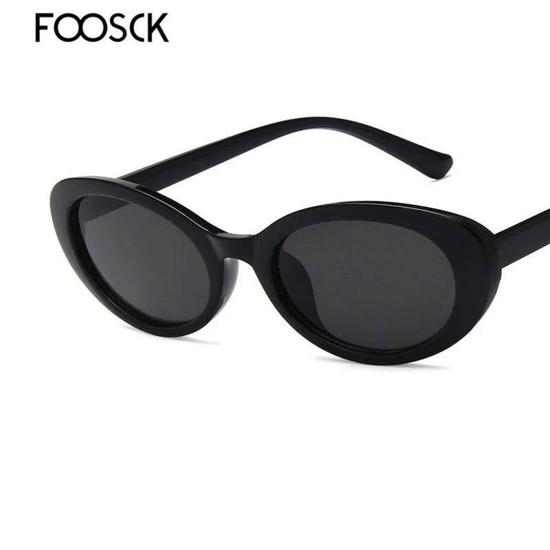 FOOSCK Oval Sunglasses Women Vintage Retro Round Frame White Black Sun Glasses Leopard Hip Hop Clear UV400 |