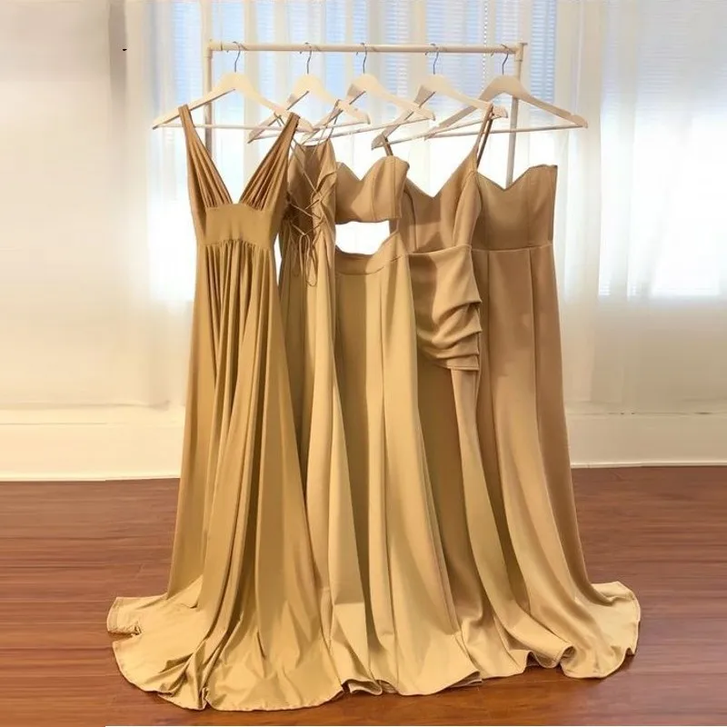 Сексуальные платья невесты, без рукавов, v-образный вырез, открытая спина, атласное abiye gece elbisesi, платье цвета шампанского для свадебной вечеринки