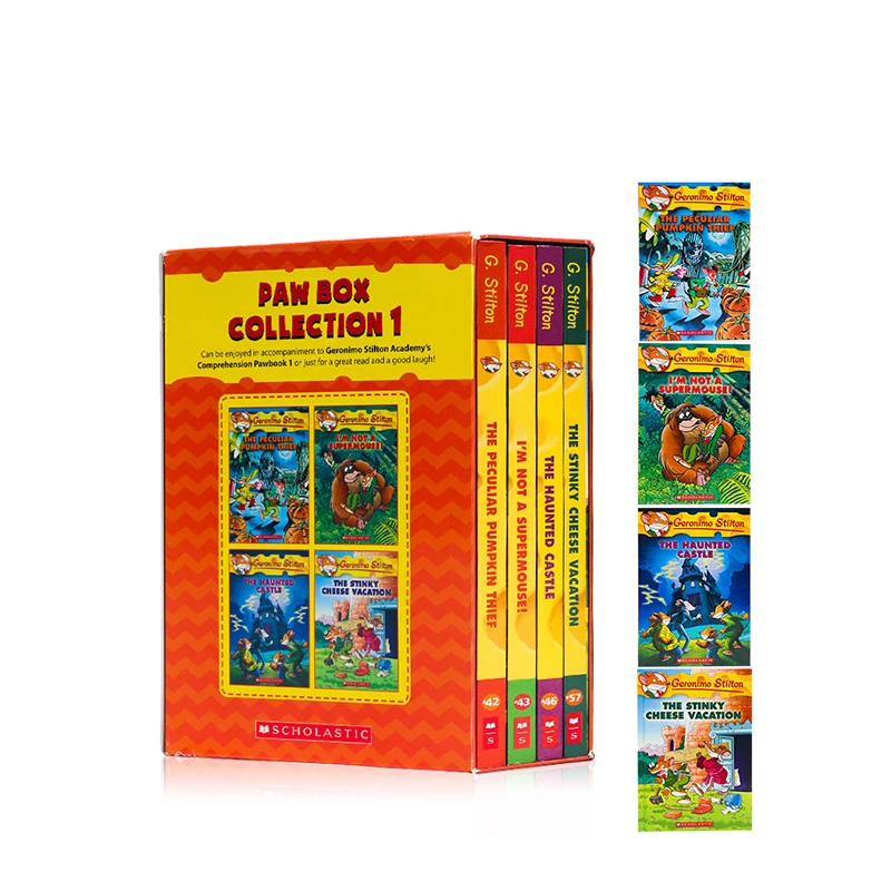 4 книги Geronimo Stilton Paw Box Set 1 Humor Adventure Исследуйте смелые комиксы фантастика Родитель