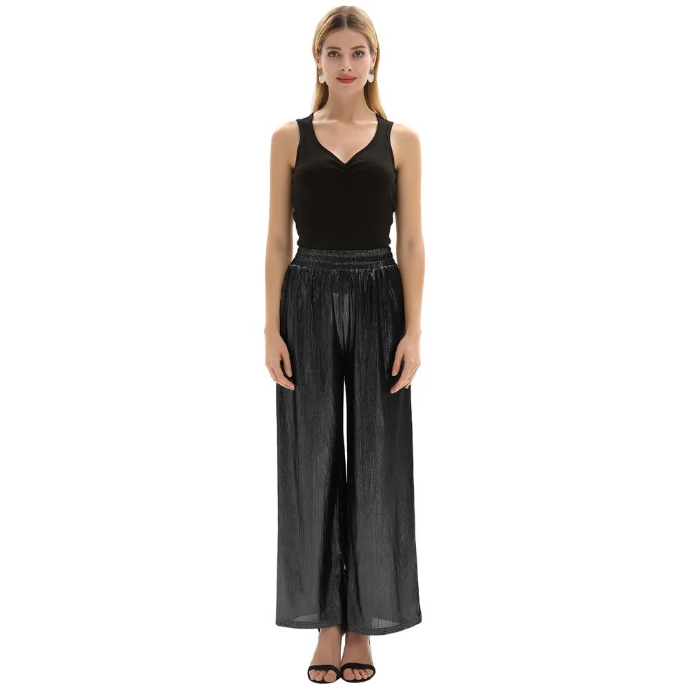 Trend High Street Loose Palazzo Pants Office Lady Wide Leg Trousers Women Elegant OL Style Fashion Flare Pants