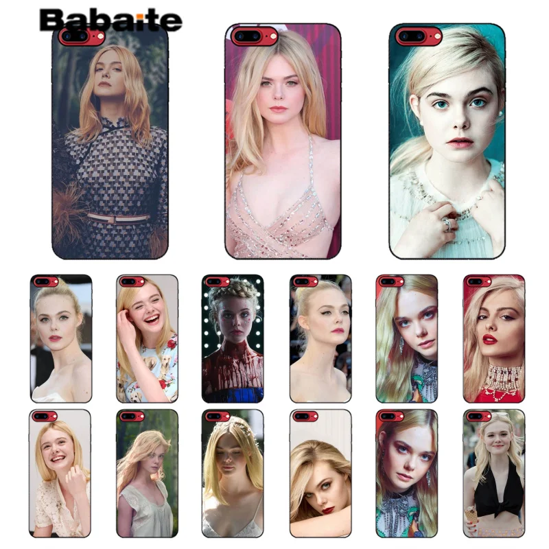 

Babaite Elle Fanning Black TPU Soft Silicone Phone Case Cover for iPhone X XS MAX 6 6s 7 7plus 8 8Plus 5 5S SE XR