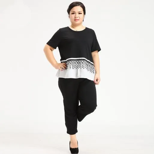 Black Deporte, женские штаны размера плюс, женские укороченные брюки, Капри, шаровары, узкие брюки с эластичной талией, черные брюки M259 - Color: Black