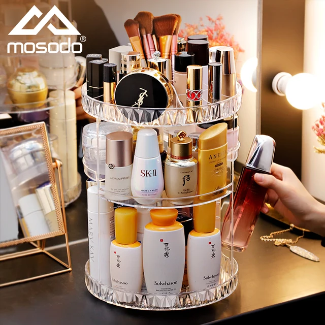 360 Degree Rotating Cosmetic Storage Box Makeup Organizer Cosmetics Storage Rack Fashion Beauty Crystal helf Display