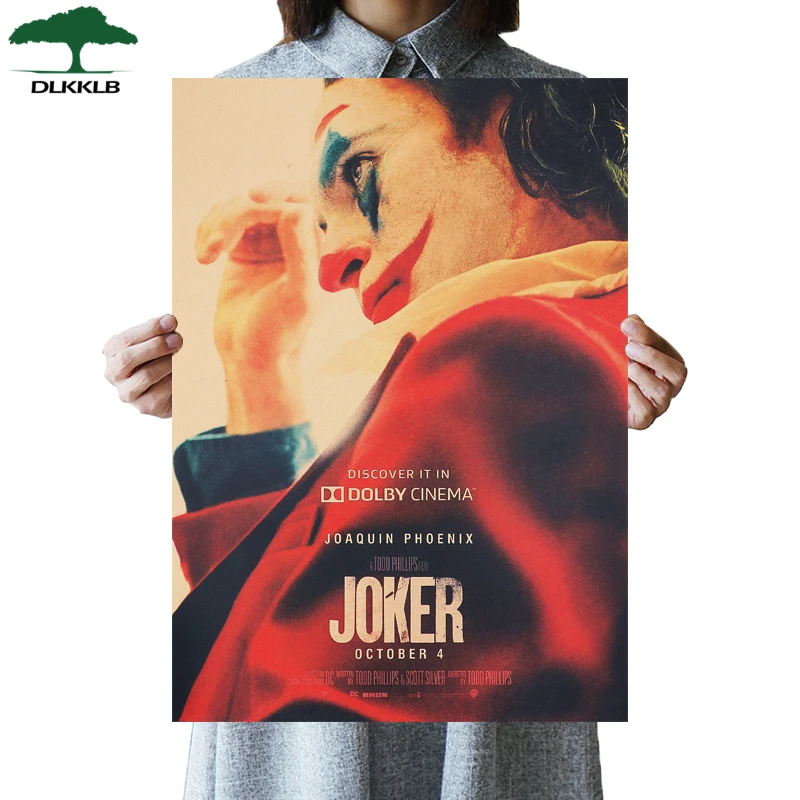 DLKKLB Джокер DC фильм Бэтмен супергерой постер «Клоун» Винтажная Коллекция крафт настенная бумажная наклейка для дома декоративная живопись