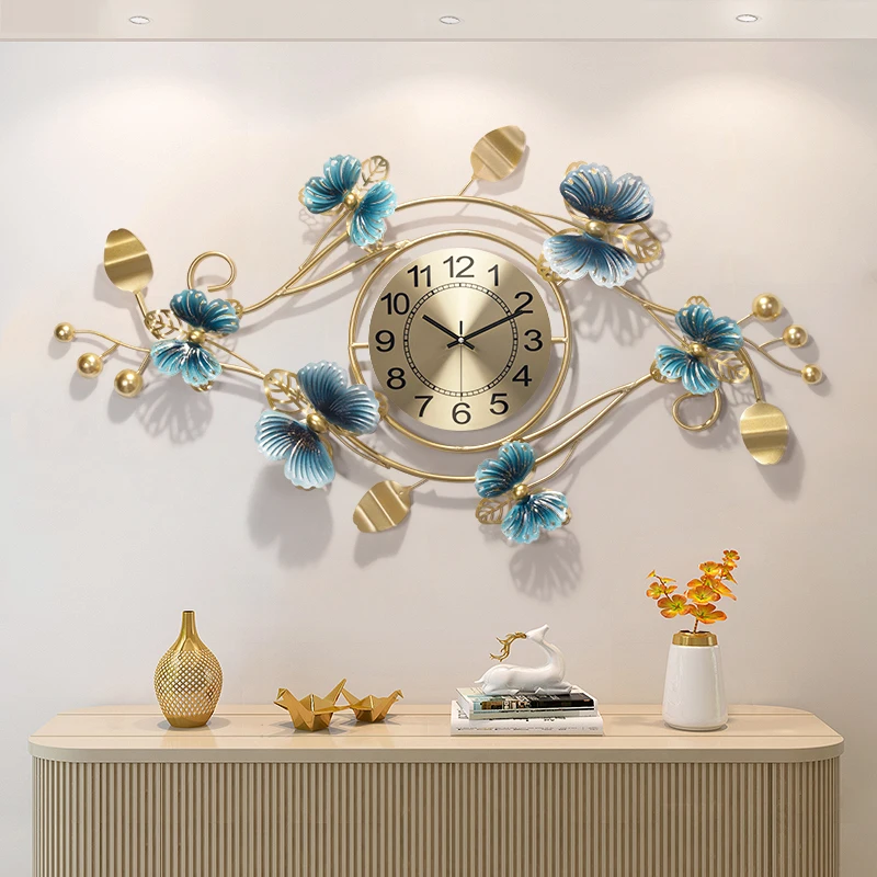 

Chinese Butterfly Wrought Iron Wall Clock Wall Hanging Home Livingroom Wall Sticker Crafts Restaurant Hall Wall Mural Decoration