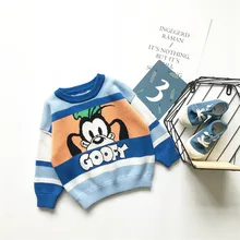 Tonytaobaby/ осенне-зимний свитер детская одежда для мальчиков и девочек свитер с круглым воротником милый вязаный хлопковый свитер с рисунком собаки