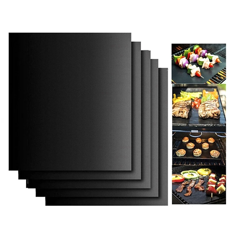 

3Pcs/5Pcs Non-Stick BBQ Grill Mat Pad Reusable Baking Sheet Portable Outdoor Picnic Cooking Barbecue Oven Tool