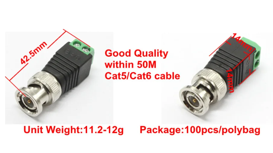 Коаксиальный CAT5 Cat6 UTP к BNC Видео балун разъем мужской адаптер коаксиальный для CCTV