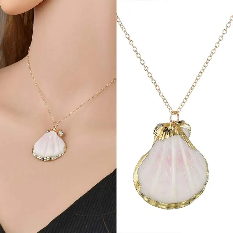 

Boho Handmade Conch Bead Adjustable 1PC Party Summer Jewelry Bohemian Necklaces Sea Beach Pearl Colors Silver Golden Shell