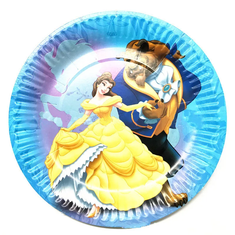10pcs Belle Дисней серия замороженная игрушка "Микки" Винни Принцесса София 7 дюймов тарелка подарок ребенку день рождения фестиваль вечерние принадлежности для пикника - Цвет: 10pcs Belle