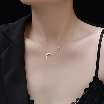 

Sweet Versatile Bracelets Necklace Ornament Titanium Steel Material Star Moon Jewelry Necklace Pendant P531-e103