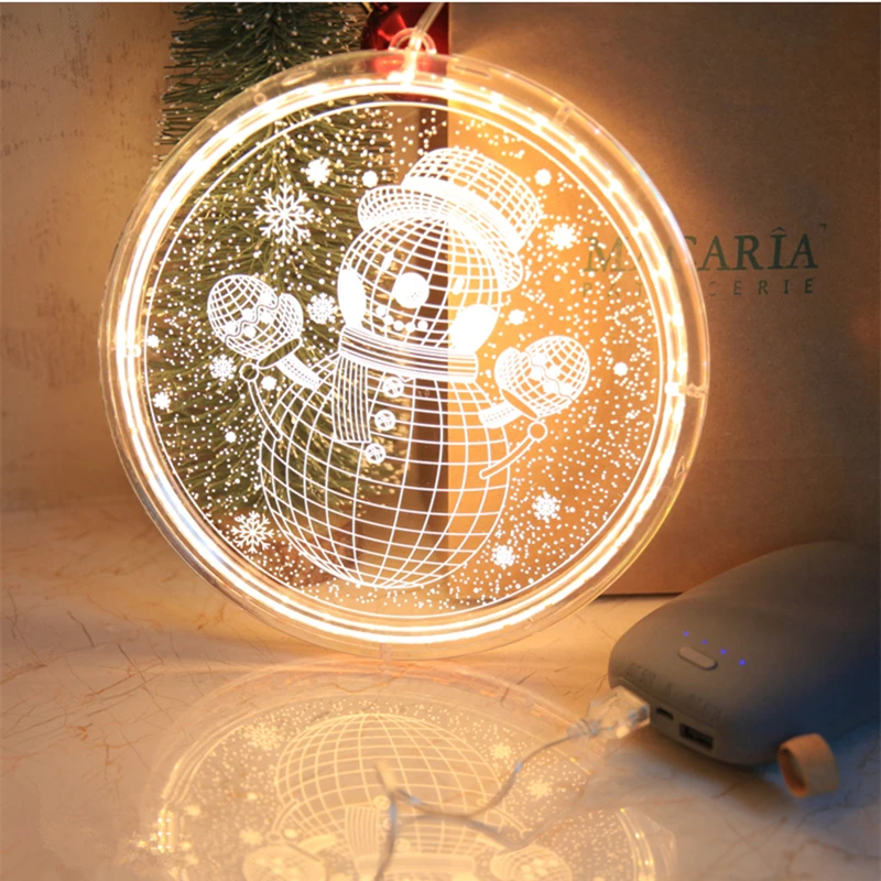 Christmas Decorations Lights New Year Santa 3D Lights AAA Battery Bin For Home Window Holiday Decoration Fairy Lights Gift