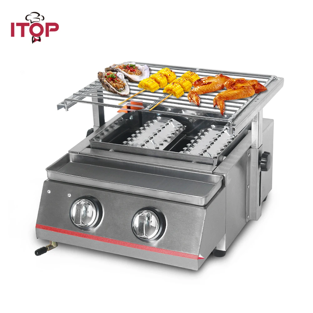 

ITOP Gas BBQ Grills 2 Burners LPG Griddles Barbecue Tools For Outdoor Camping Picnic Use Smokeless BBQ Grills