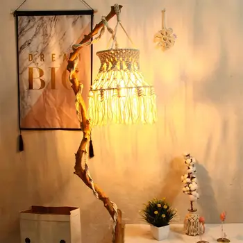 

Hand-knitted Lampshade National Wind Living Room Bedroom Wedding Hanging Lamp Decoration Macrame Lampshade 2020