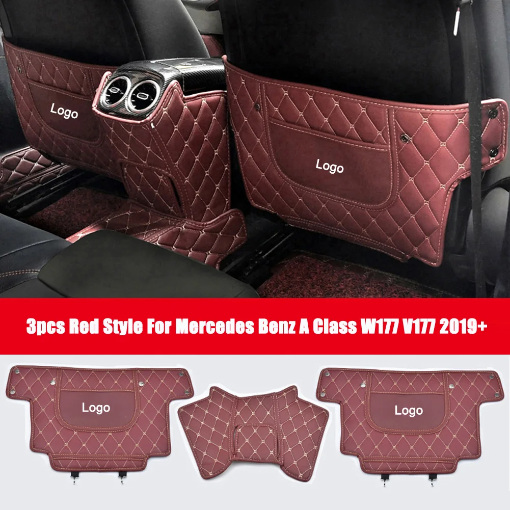 For Mercedes Benz A Class W177 V177 A180 A200 A220 A250 A35 AMG+ Car Rear Row Seat Anti Kick Mat Protective Cover Stickers