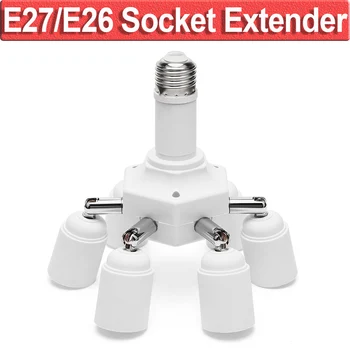 

Light Socket Splitter E27 E26 Base Adapter Converter 7 Bulb Adapter Lengthen for Standard Light Bulbs 180 Degree Bendable D30
