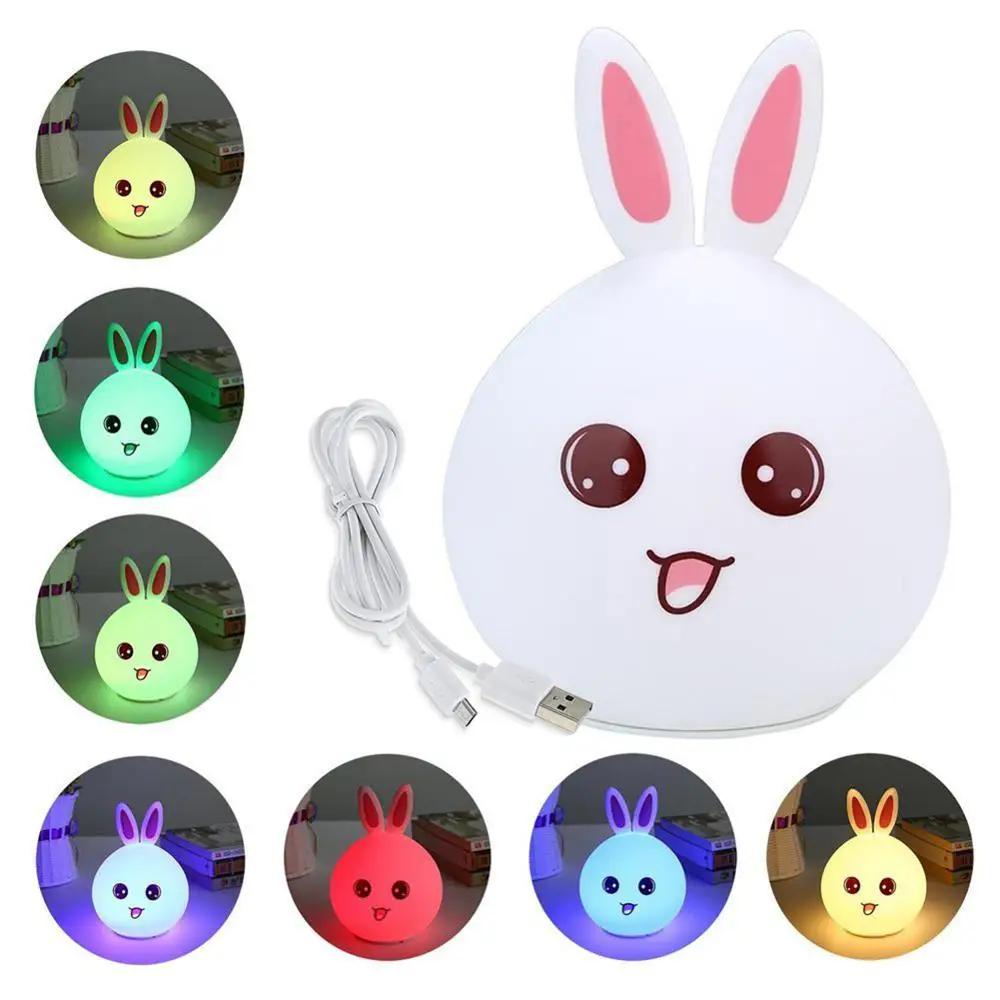 

BRELONG Rabbit LED Night Light Baby Feeding Lamp USB Charging Touch Sensor Silicone Lamp Children Birthday Gift