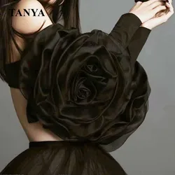 Black Rose Gloves For Wedding Simple Satin Full Sleeves Bridal Accessories Hot Fingerless Handmade Bride Gloves Customize SWD084