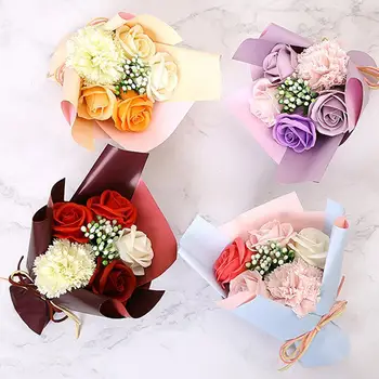 

Bath Soap Roses With Bear Cub Mother's Day Valentine's Day Rose Floral Rose Petal Bouquet Gift Box Artificial Flower