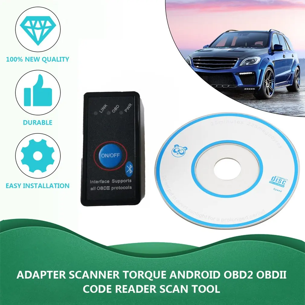 Авто Мини V2.1 ELM327 ELM Bluetooth 327 OBD2 OBD ii CAN-BUS диагностический инструмент автомобильный переключатель сканера работает на Android Symbian windows