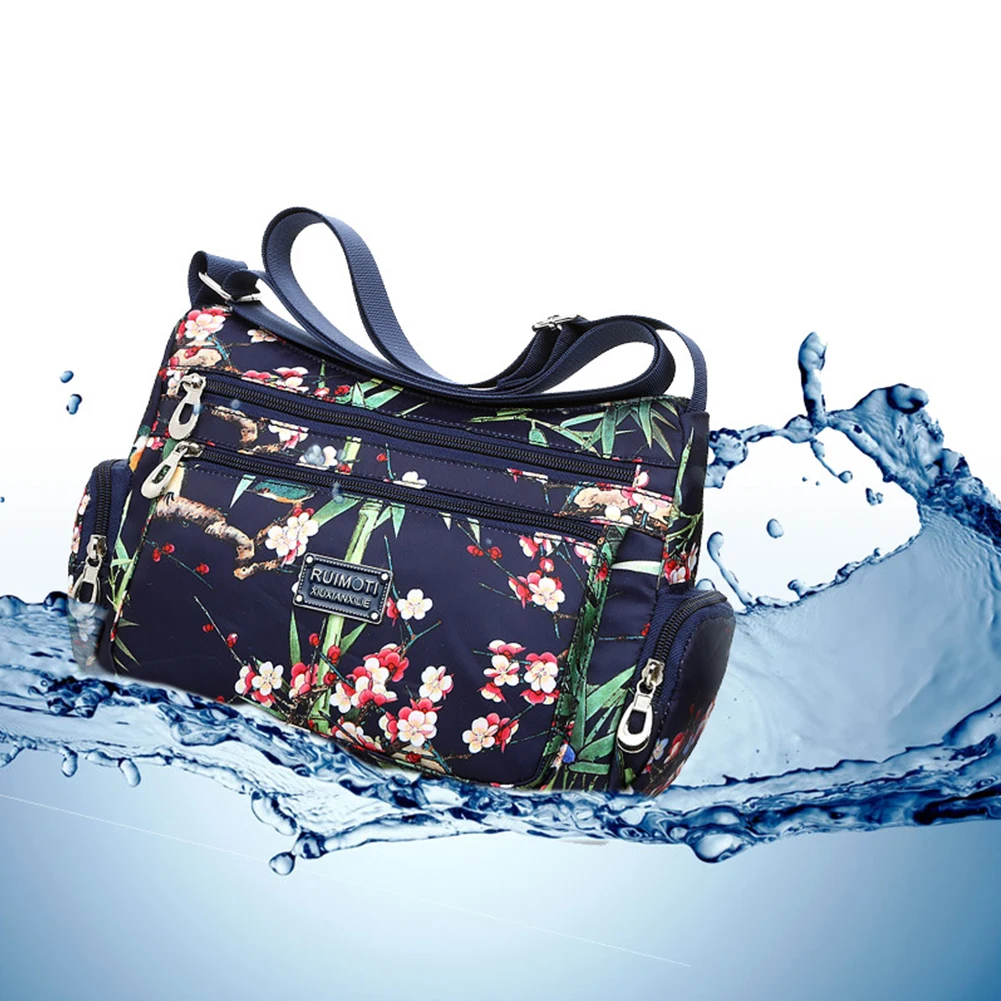 Women Adjustable Buckle Print Rural Style Large Capacity Durable Casual Messenger Fashion Vintage Oxford Crossbody Shoulder Bag