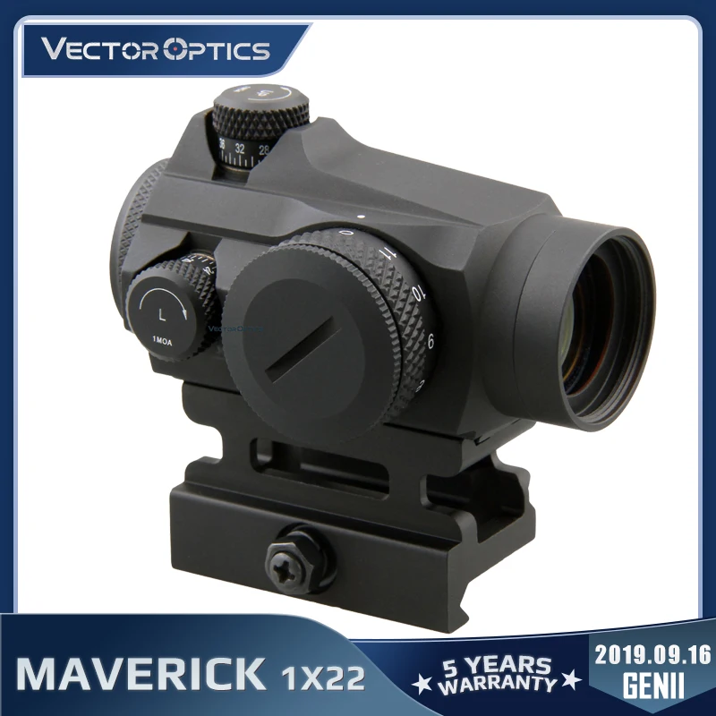 Vector Optics Maverick GenII 1x22 Red Dot Scope Sight Hunting Tactical Uncapped Turret QD Mount For Real Firearms .308 Airsoft