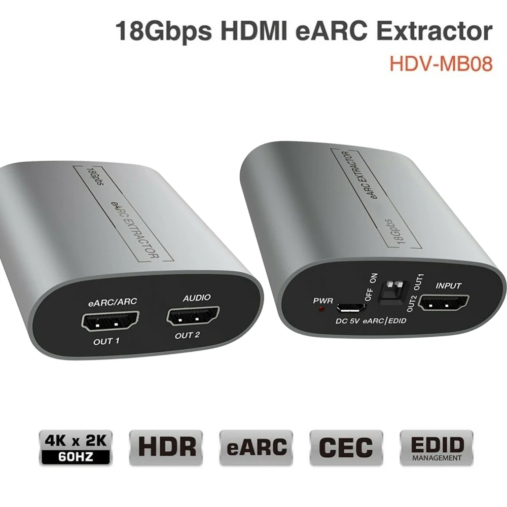 18Gbps HDMI eARC Extractor 4K/60Hz loop out Audio for Amplifier