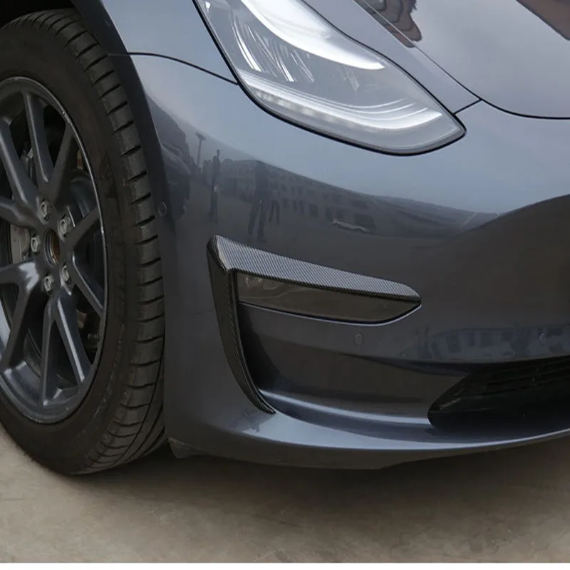 Для Tesla модель 3 18-20 Передний противотуманный светильник крышка для бровей отделка из углеродного волокна узор 2 шт