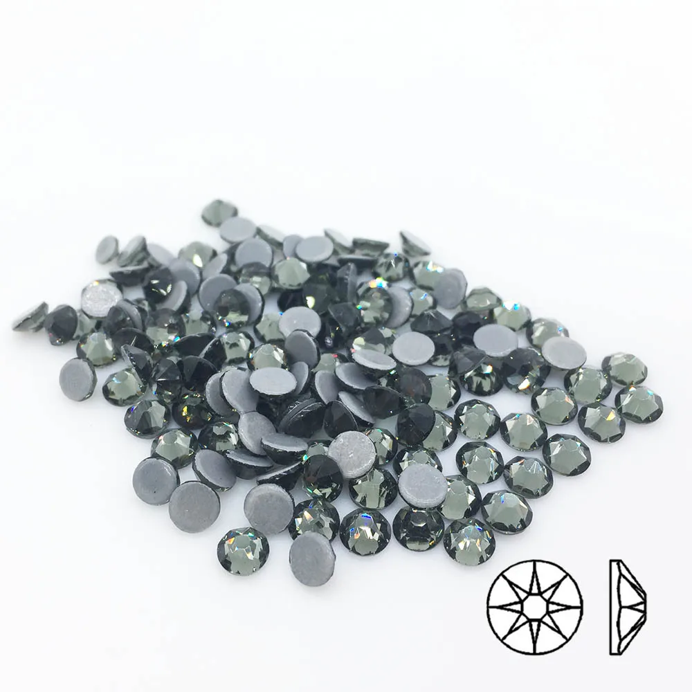 Black Diamond 8 больших, 8 маленьких размеров, ss10-ss30, черный бриллиант, железные Стразы/горячая фиксация, хрустальные стразы шитье стразами и тканевые камни для одежды - Цвет: Black Diamond