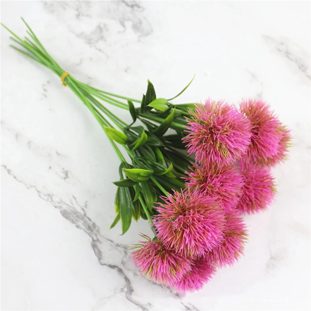 5PCS 26cm Silk Dandelion Flowers Classic Real Touch Decor Green Fake Artificial Flower Party Wedding Home Decorative Supply