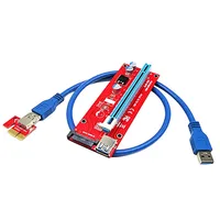 pci express riser card USB3.0 PCI-E PCI Express 1X ל 16X Riser Card מתאם, כרייה מוקדש כבל מאריך כרטיס מסך עם חריץ כוח SATA קוני (1)