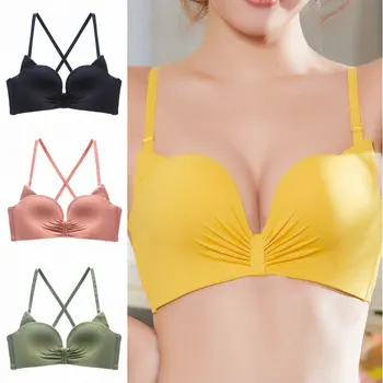 

Sexy Seamless Lingerie Underwear Women Kawaii Cat Ears Bra Wire Free Sexy Bra Bralette Push Up Bra Candy Color