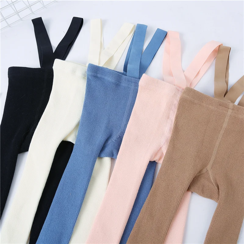 0-3Year Autumn Winter Tights For Girls Solid Pantyhose Casual Tights For Boys With Shoulder Strap Knitted Clothes knit tights,girls pantyhose,children stockings,suspender leggings