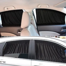 2 Pcs 70L/S Anti-UV Side Window Adjustable Car Window Curtain Interior Visor Sunshade Black Universal For Most Of Car Accessorie