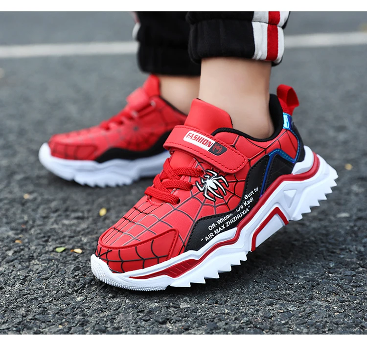 Обувь для мальчиков "Человек-паук" Повседневная детская обувь кожа малыша беговые кроссовки для мальчиков кроссовки, мягкая подошва; детская спортивная обувь