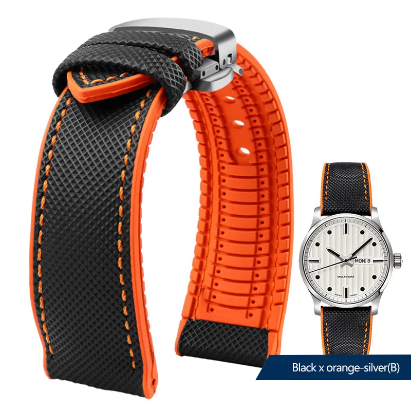 thumbnail image 1 of Correa de reloj de lona impermeable de caucho y silicona para deportes al aire libre de 19, 20, 21 y 22 mm de la serie Citizen Helmsman/Commander, 1 of 5