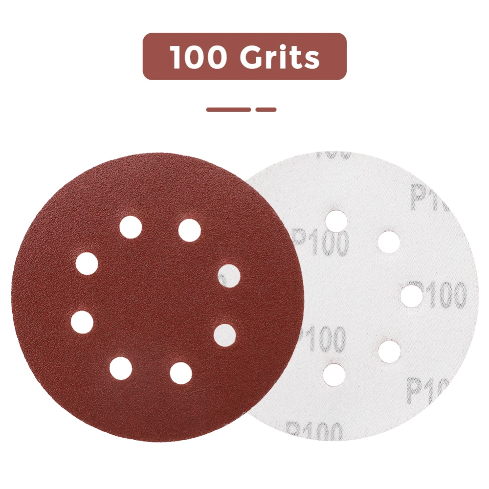 125pcs 8 Holes Sanding Discs 60 80 100 120 240 Mixed Grit Durable Orbital Sander 5 Inch Power Tools Efficient Grinding Pneumatic