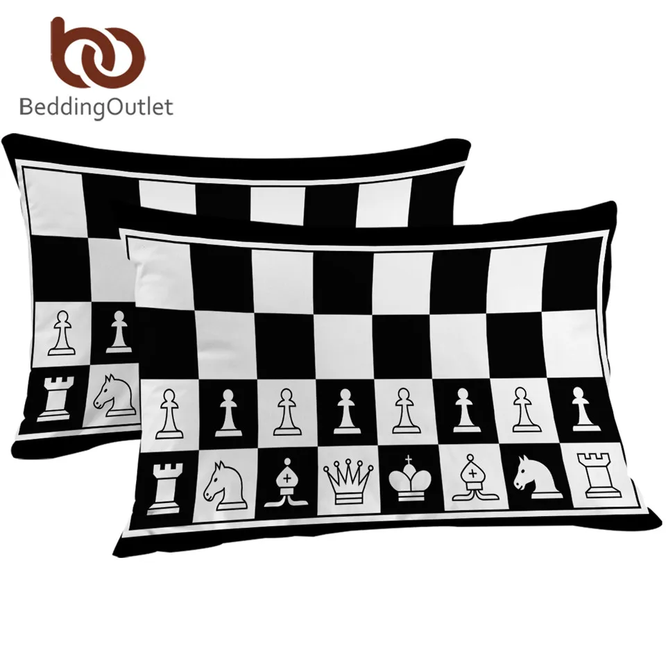 Beddingoutlet Chess Board Pillowcase Games Sleeping Pillow Case Black