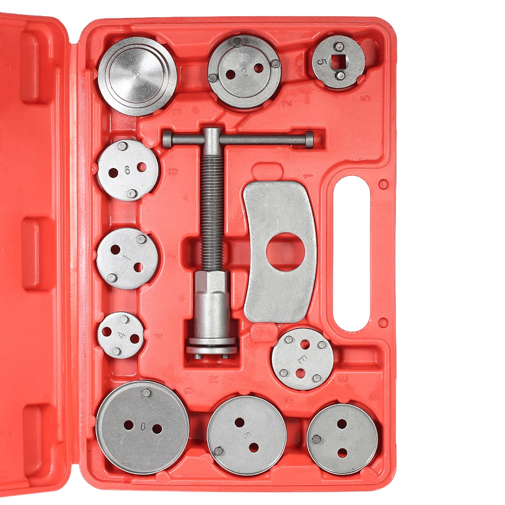 

12pcs Auto Universal Disc Brake Caliper Automobile Garage Repair Tool Kit Set Car Wind Back Pad Piston Compressor with Case