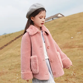 

Autumn and Winter 2020 Children's Particle Velvet Wool Fur Female Children New Baby Princess Warm Coat